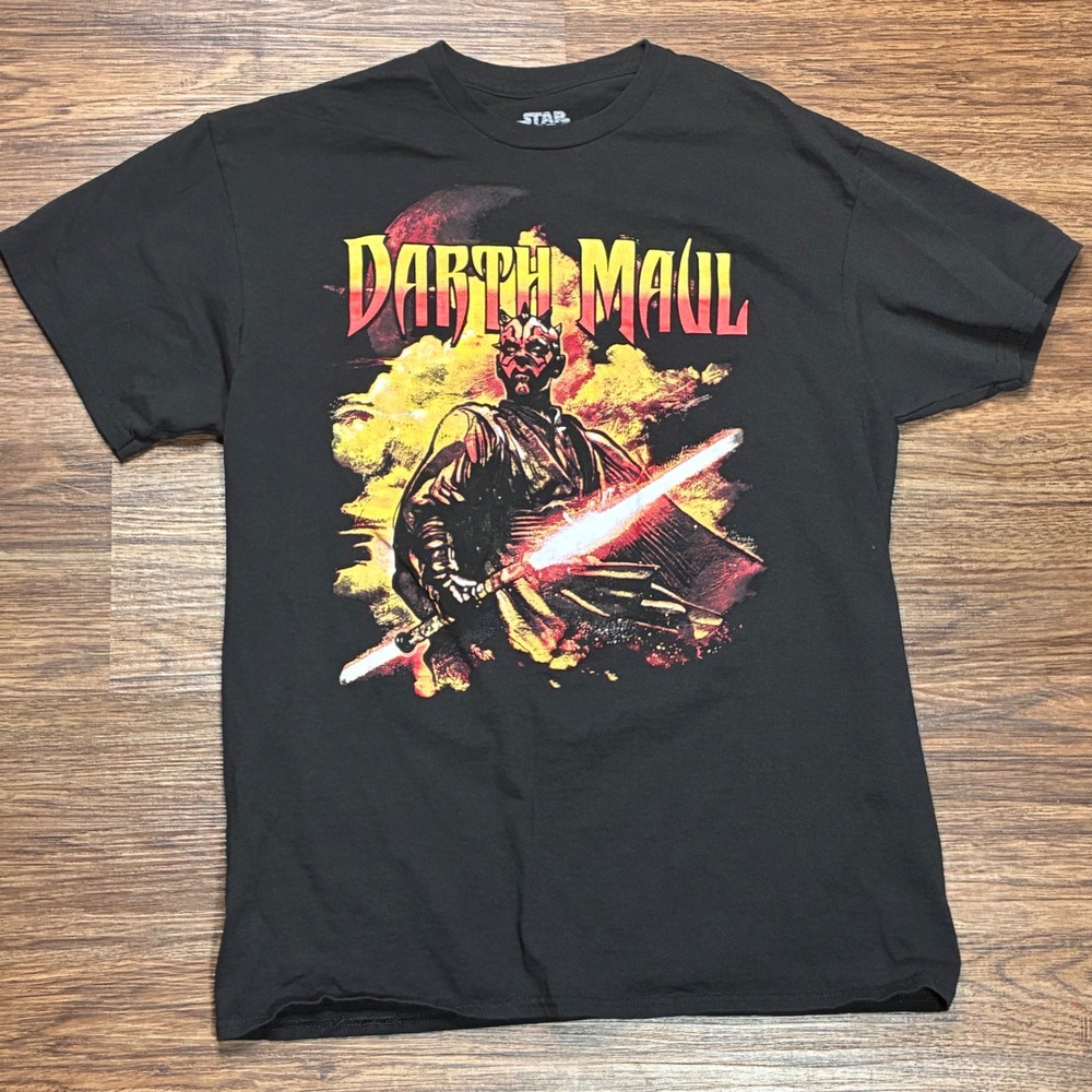 Star Wars Darth Maul Graphic T-Shirt Men's Large Black Sith Lightsaber Tee